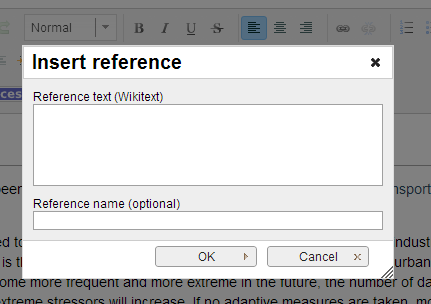 Enter Reference Text in the pop up menu and click ok.